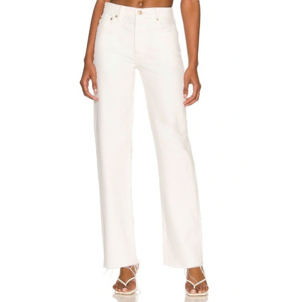 Lovers and Friends Dustin Boyfriend Jean White High Waisted Raw Hem Size 29
